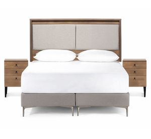 Set respaldo + velador Paul 2 plazas latte