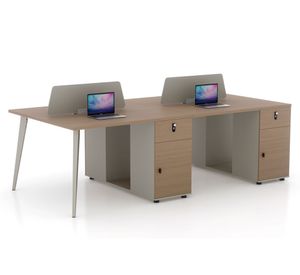 Escritorio 4 puestos Skandi beige/café 75x240x120 cm