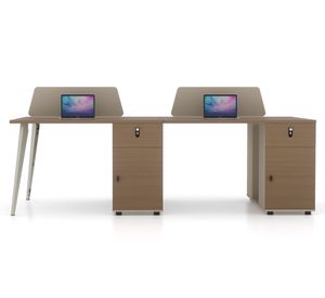 Escritorio 4 puestos Skandi beige/café 75x240x120 cm