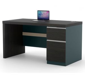 Escritorio 2 cajones Alpha café/gris 75x140x70 cm