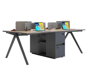 Escritorio 4 puestos Arko gris/beige 75x240x120 cm