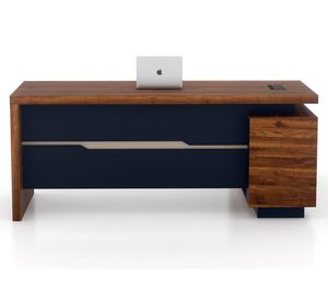 Escritorio 2 cajones Haya café/gris 75x180x160 cm