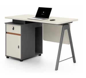 Escritorio 1 cajón Metrik gris/blanco invierno 75x120x60 cm