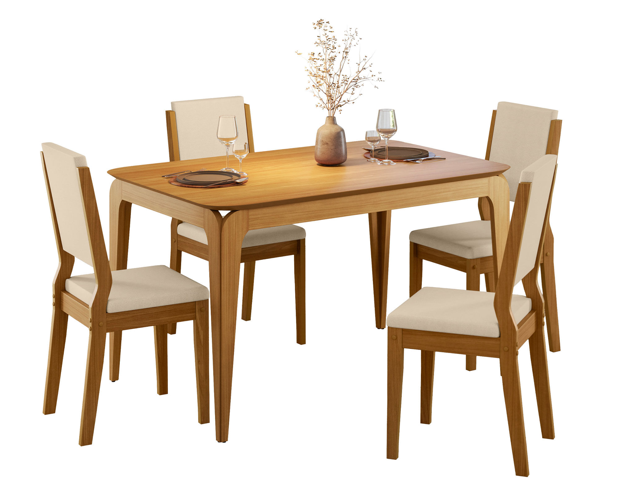 Alaia Home Comedor 4 sillas Arezzo beige 80x120x80 cm