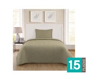 Quilt microfibra Roma olivo 1.5 plazas