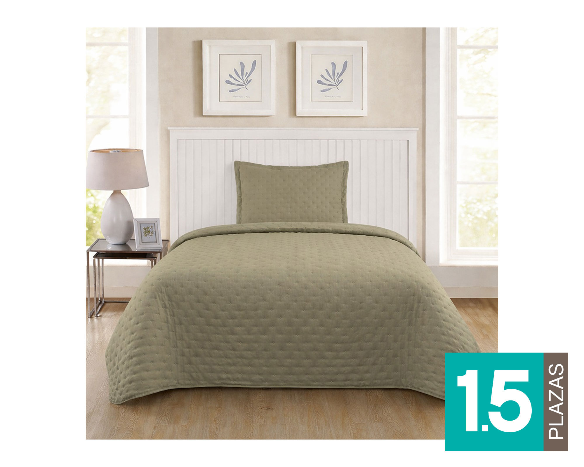 Illusions Quilt microfibra Roma olivo 1.5 plazas