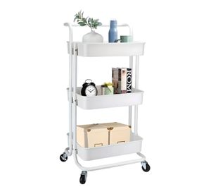 Carro Organizador Multiuso Blanco Bandejas Plásticas