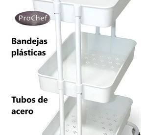 Carro Organizador Multiuso Blanco Bandejas Plásticas