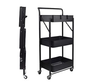 Carro Multiuso Plegable Acero Negro 45x30x88 cm