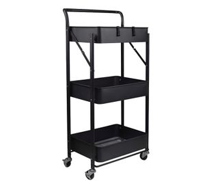 Carro Multiuso Plegable Acero Negro 45x30x88 cm