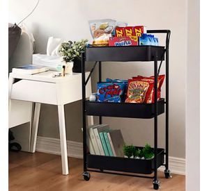 Carro Multiuso Plegable Acero Negro 45x30x88 cm