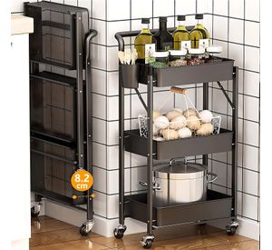 Carro Multiuso Plegable Acero Negro 45x30x88 cm