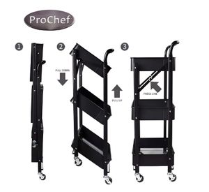 Carro Multiuso Plegable Acero Negro 45x30x88 cm