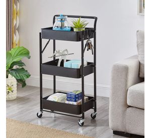 Carro Multiuso Plegable Acero Negro 45x30x88 cm