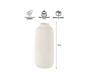 Florero Cerámica Blanco 25cm