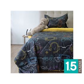 Plumón con sherpa Outboss Kids gamer 1.5 plazas