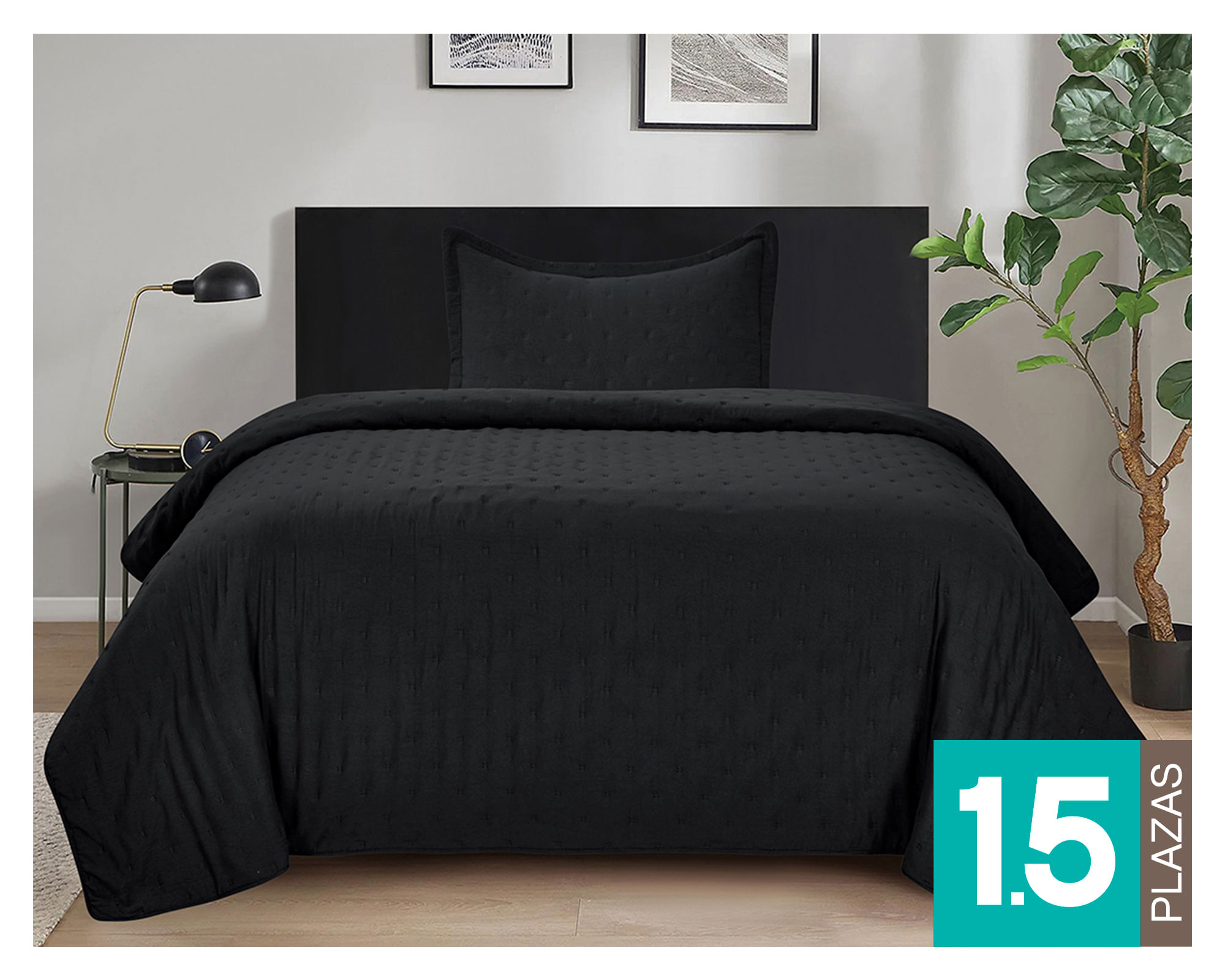 Illusions Quilt Roma negro 1.5 plazas