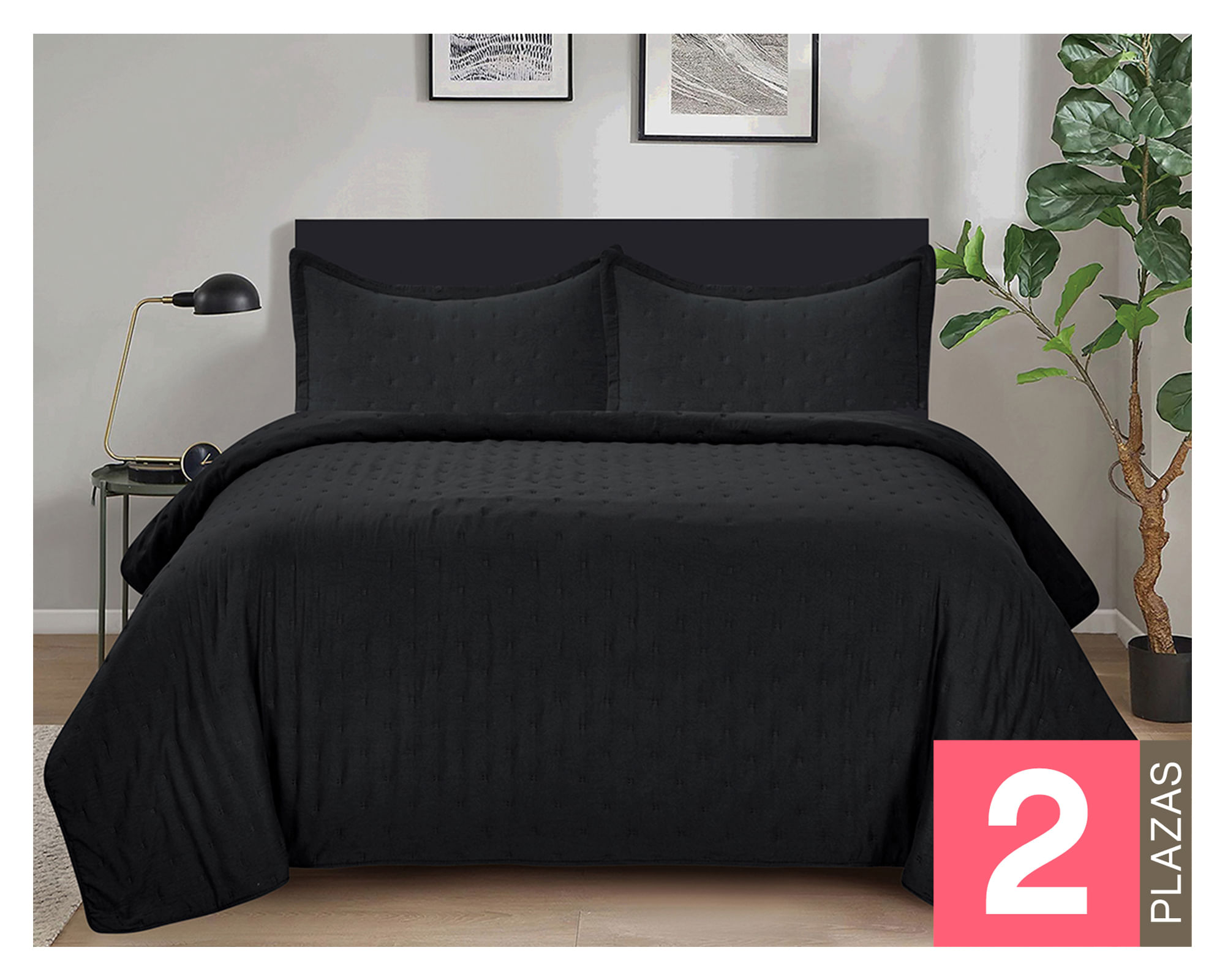 Illusions Quilt Roma negro 2 plazas