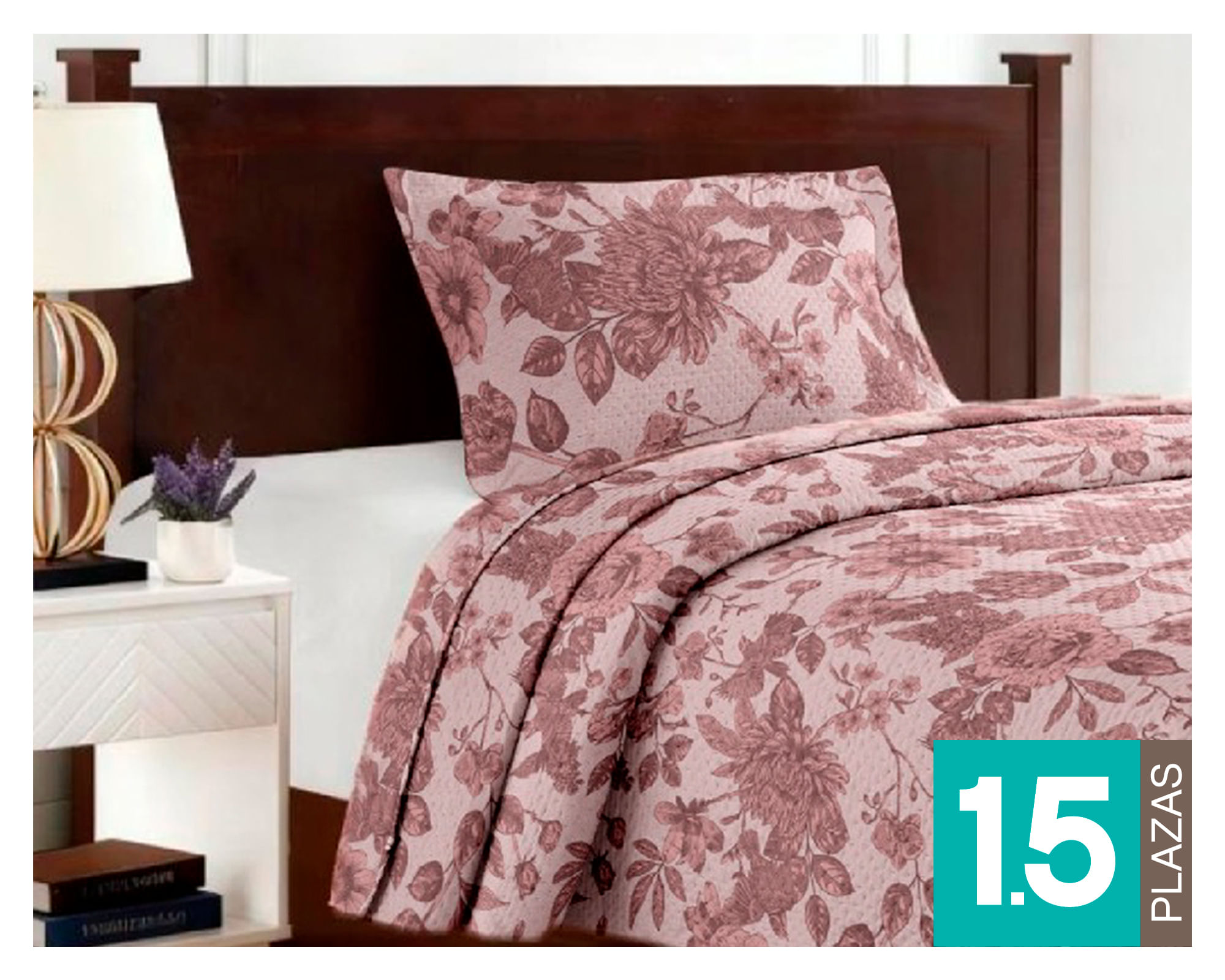 Illusions Quilt Breda rosado 1.5 plazas