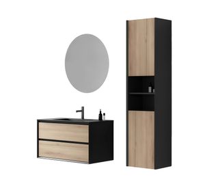 Mueble vanitorio 90 cm + espejo + lateral Fidca