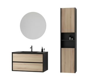 Mueble vanitorio 90 cm + espejo + lateral Fidca
