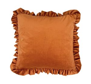 Cojín velvet fruncido terracota 45x45 cm