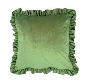 Cojín velvet fruncido verde 45x45 cm