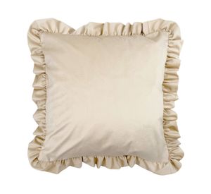 Cojín velvet fruncido ecru 45x45 cm