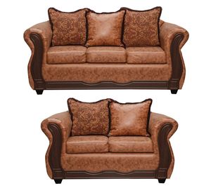 Juego de Living 3 2 Sofia PU Terracota