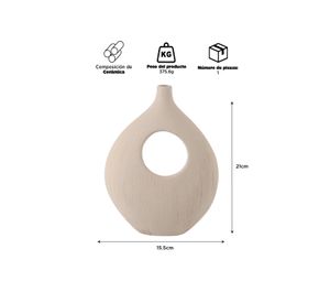 Florero Diseño Cerámica Beige 20cm