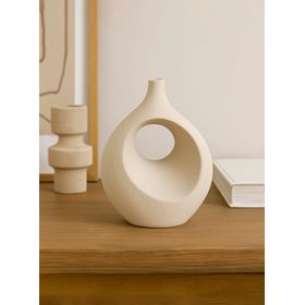 Florero Diseño Cerámica Beige 20cm