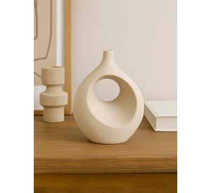 Florero Diseño Cerámica Beige 20cm