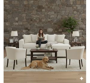 Living 311 Havanna blanco seccional 3 cuerpos con resortes + 2 sitiales