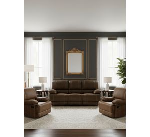 Living Sofá 3 Cuerpos Reclinable Castle Café + 2 Bergers 98023R4