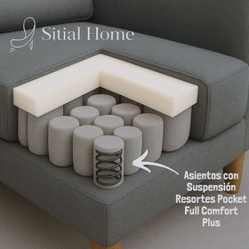 Juego de Living 311 Antonia marengo sofa con resortes + 2 sitiales madera