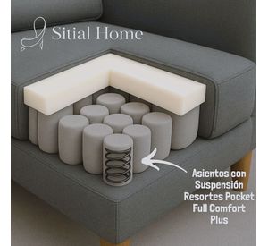 Juego de Living 311 Antonia marengo sofa con resortes + 2 sitiales madera