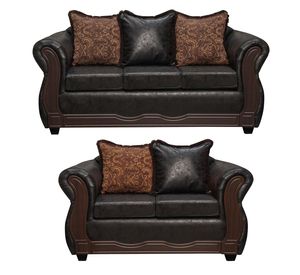 Juego de Living 3 2 Sofia PU Negro