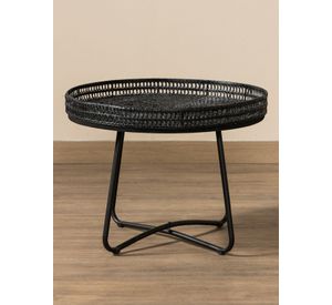 Mesa Rattan Metal Negro Amoblé