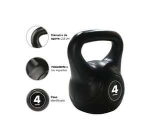 Kettlebell Mancuerna Pesa Rusa Cemento 4 Kg Negro