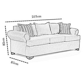 Juego de Living 311 Antonia cafe sofa con resortes + 2 sitiales madera