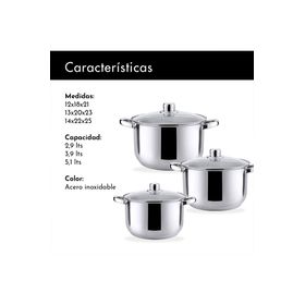 Baterías 6 Piezas Acero Inoxidable Dresden Gris