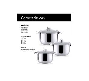 Baterías 6 Piezas Acero Inoxidable Dresden Gris