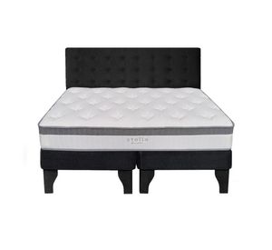 Cama Europea Stella 2 Plazas + Respaldo Capitoné Negro