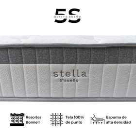 Cama Europea Stella 2 Plazas + Respaldo Capitoné Negro