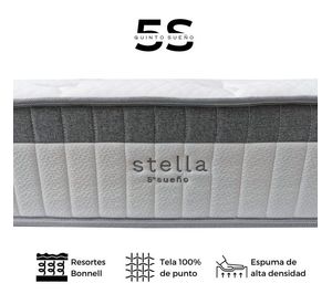Cama Europea Stella 2 Plazas + Respaldo Capitoné Negro