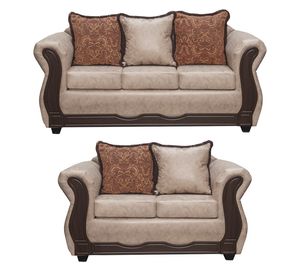 Juego de Living 3 2 Sofia PU Beige