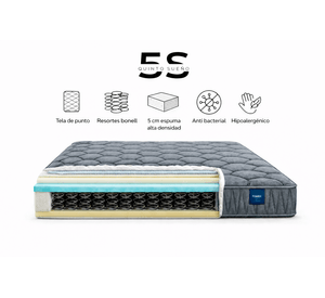 Cama Europea Somnia 2 Plazas + Respaldo Lino Capitone + Patas Plastico Color Caoba