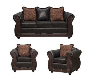 Juego de Living 3 1 1 Sofia PU Negro