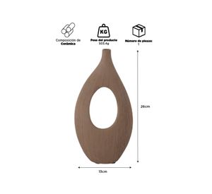 Florero Diseño Cerámica Café 26cm