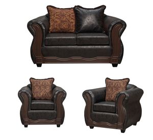 Juego de Living 2 1 1 Sofia PU Negro